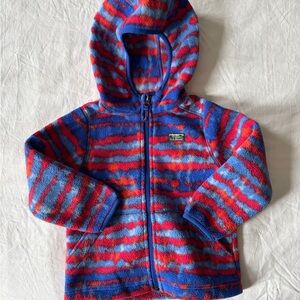 L.L. Bean Kids Fleece Hoodie - Blue and Red Stripes